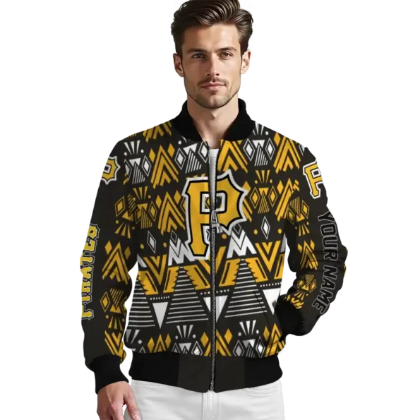 personalized pittsburgh pirates pyramid shapes black bomber jacket high quality