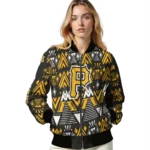 personalized pittsburgh pirates pyramid shapes black bomber jacket best selling