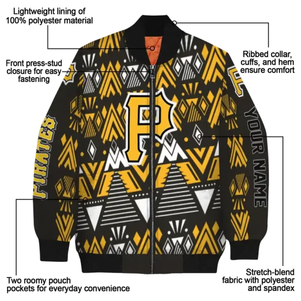 personalized pittsburgh pirates pyramid shapes black bomber jacket new arrival