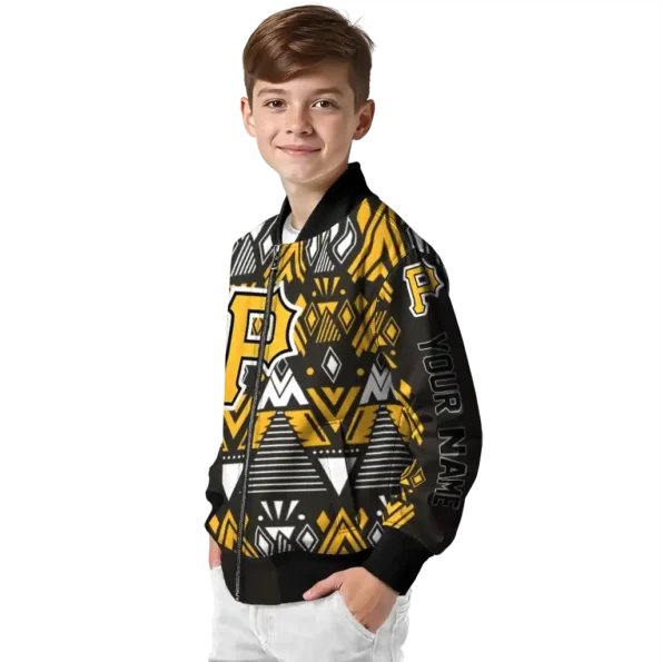 personalized pittsburgh pirates pyramid shapes black bomber jacket trendy
