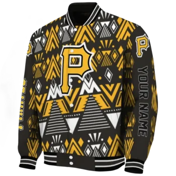 personalized pittsburgh pirates pyramid shapes black varsity jacket best selling