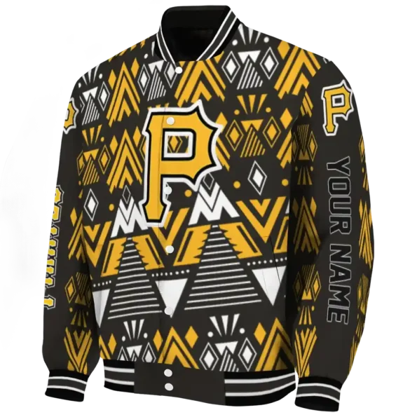 personalized pittsburgh pirates pyramid shapes black varsity jacket best selling