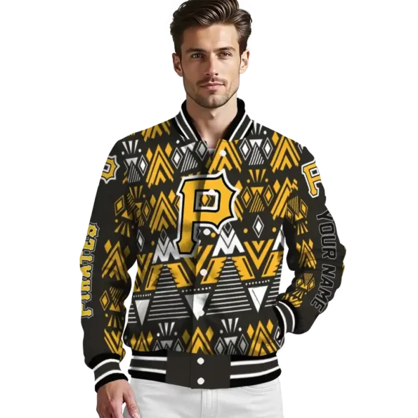 personalized pittsburgh pirates pyramid shapes black varsity jacket high quality