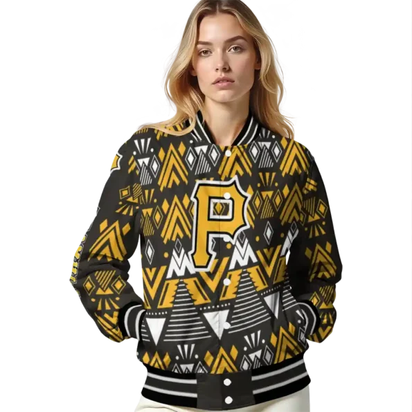 personalized pittsburgh pirates pyramid shapes black varsity jacket latest model