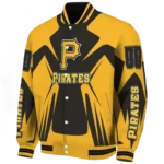 personalized pittsburgh pirates spider mark black yellow crocs varsity jacket best selling