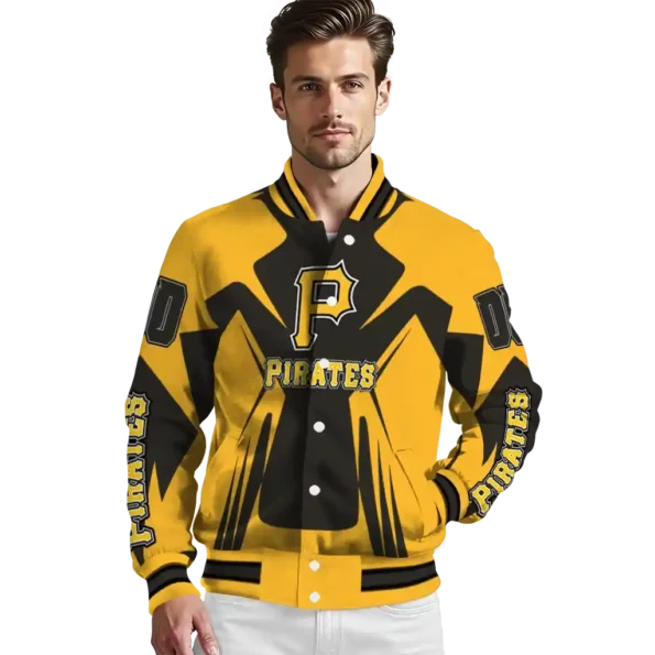 personalized pittsburgh pirates spider mark black yellow crocs varsity jacket high quality