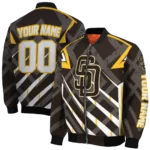 personalized san diego padres chevron angles brown bomber jacket best selling