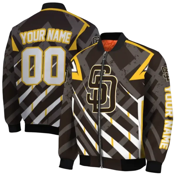 personalized san diego padres chevron angles brown bomber jacket fashion forward