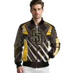 personalized san diego padres chevron angles brown bomber jacket best selling