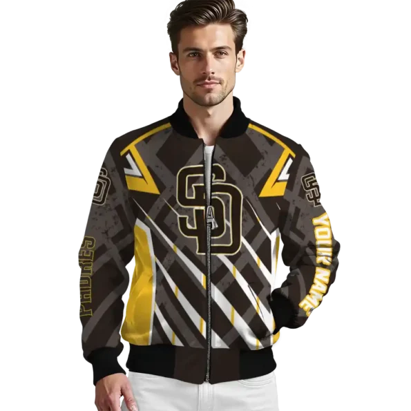 personalized san diego padres chevron angles brown bomber jacket high quality