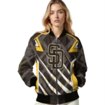 personalized san diego padres chevron angles brown bomber jacket best selling