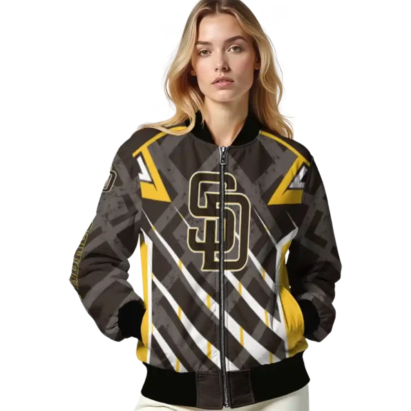 personalized san diego padres chevron angles brown bomber jacket latest model