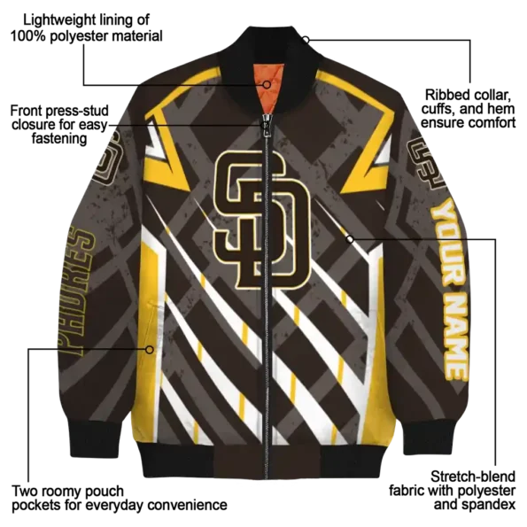 personalized san diego padres chevron angles brown bomber jacket new arrival