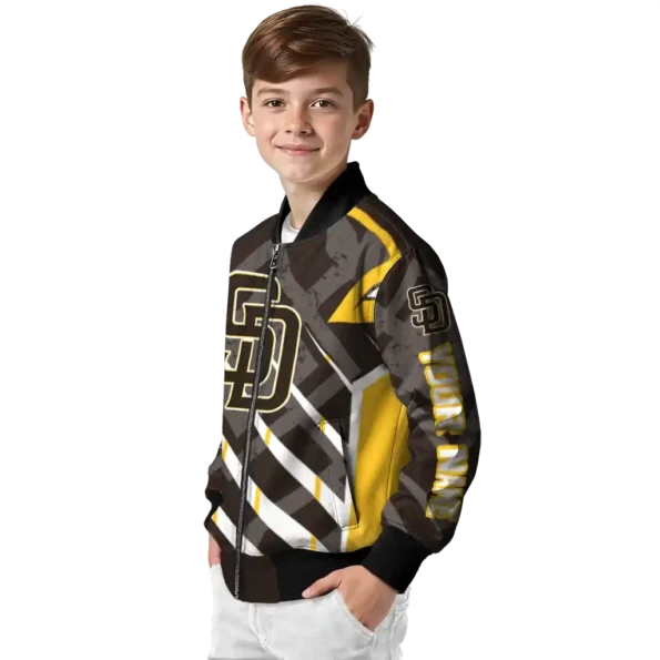 personalized san diego padres chevron angles brown bomber jacket trendy