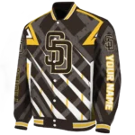 personalized san diego padres chevron angles brown varsity jacket best selling