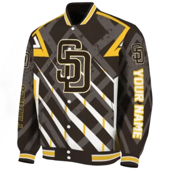 personalized san diego padres chevron angles brown varsity jacket best selling