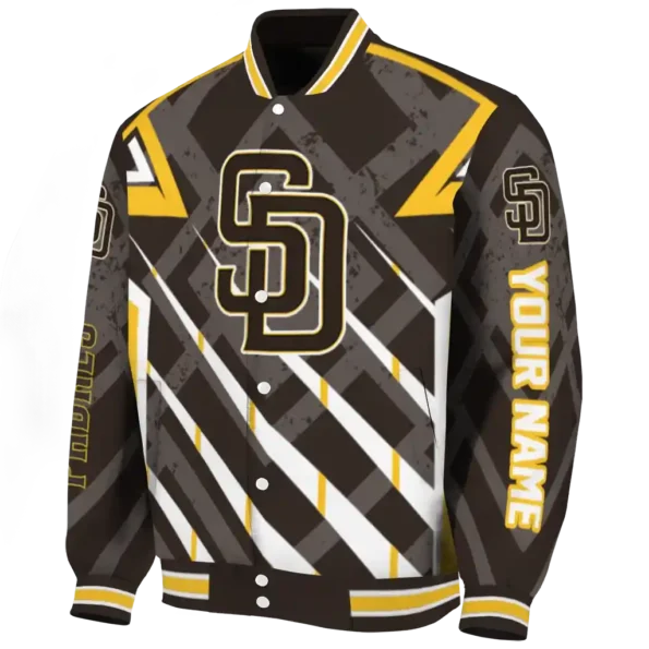 personalized san diego padres chevron angles brown varsity jacket best selling
