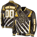 personalized san diego padres chevron angles brown varsity jacket best selling