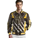 personalized san diego padres chevron angles brown varsity jacket best selling