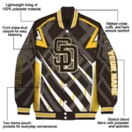 personalized san diego padres chevron angles brown varsity jacket best selling