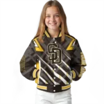 personalized san diego padres chevron angles brown varsity jacket best selling