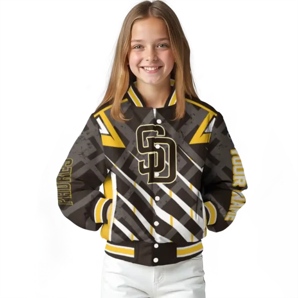 personalized san diego padres chevron angles brown varsity jacket top rated
