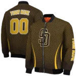 personalized san diego padres chevron arrow brown bomber jacket best selling