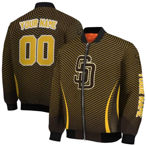 personalized san diego padres chevron arrow brown bomber jacket fashion forward