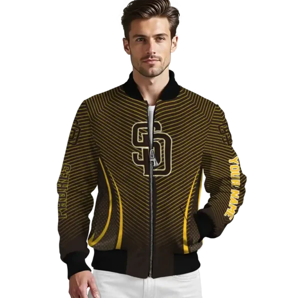 personalized san diego padres chevron arrow brown bomber jacket high quality
