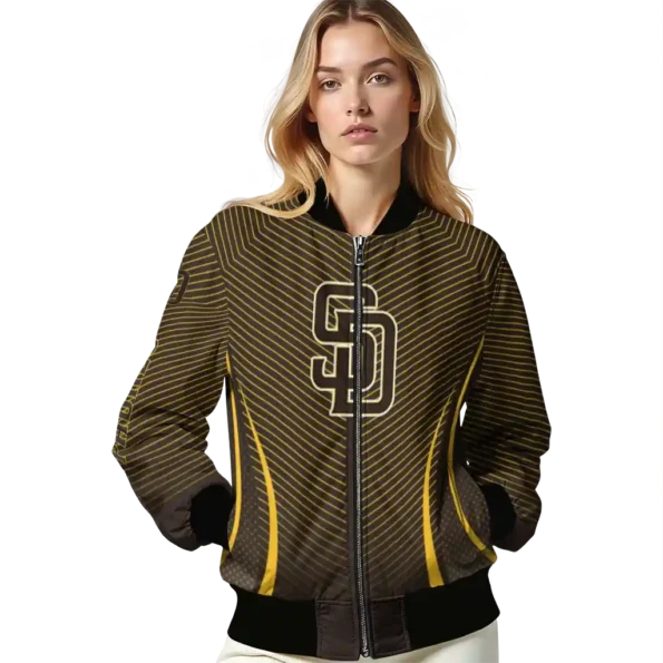 personalized san diego padres chevron arrow brown bomber jacket latest model