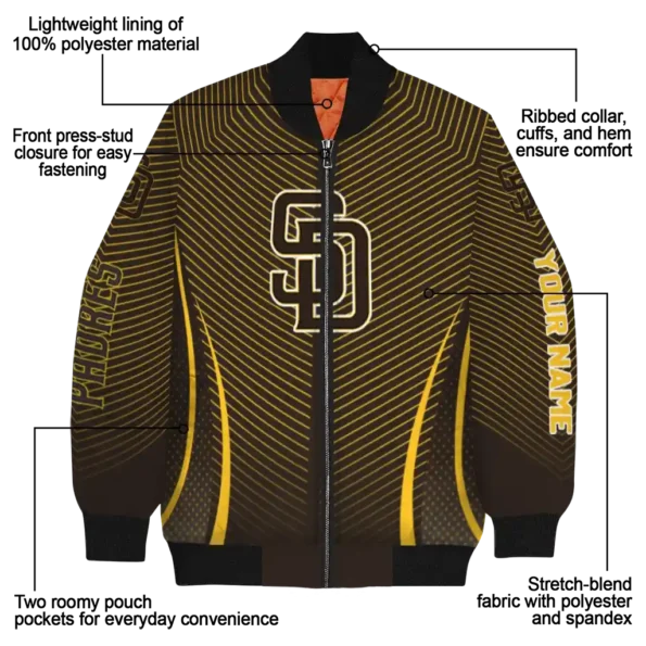 personalized san diego padres chevron arrow brown bomber jacket new arrival