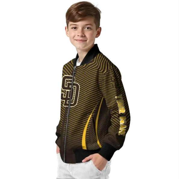 personalized san diego padres chevron arrow brown bomber jacket trendy