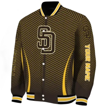 personalized san diego padres chevron arrow brown varsity jacket best selling