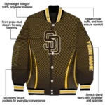 personalized san diego padres chevron arrow brown varsity jacket best selling