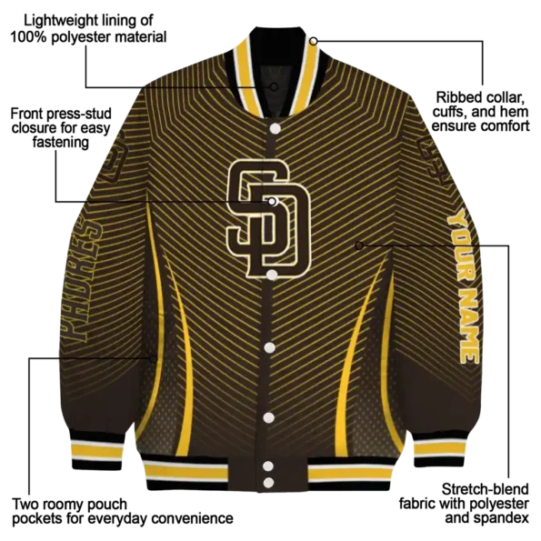 personalized san diego padres chevron arrow brown varsity jacket new arrival