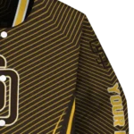personalized san diego padres chevron arrow brown varsity jacket best selling