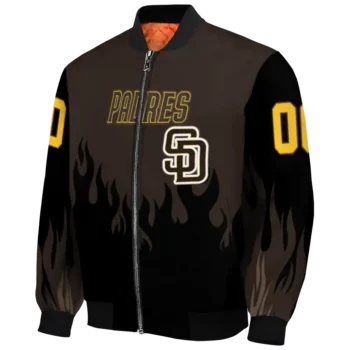 personalized san diego padres flame border brown black bomber jacket best selling