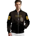 personalized san diego padres flame border brown black bomber jacket best selling