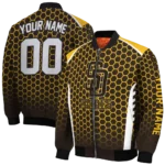 personalized san diego padres hexagon grid brown bomber jacket best selling