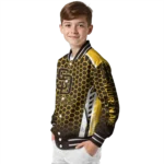 personalized san diego padres hexagon grid brown varsity jacket best selling