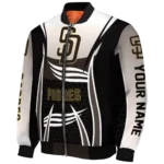 personalized san diego padres mesh effect brown black bomber jacket best selling