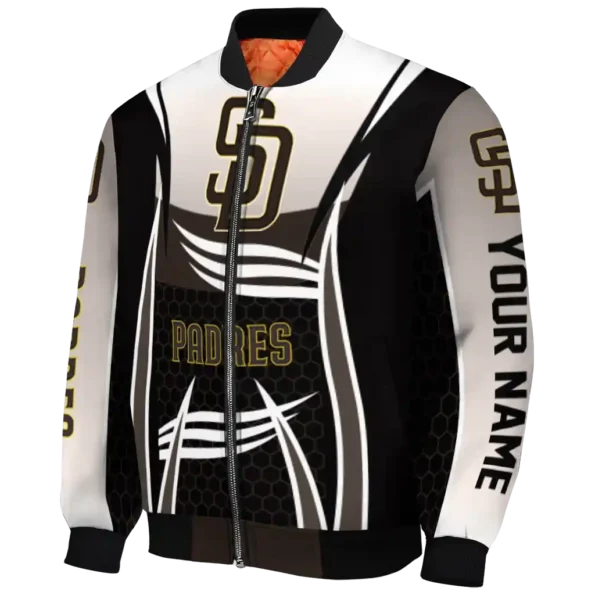 personalized san diego padres mesh effect brown black bomber jacket best selling
