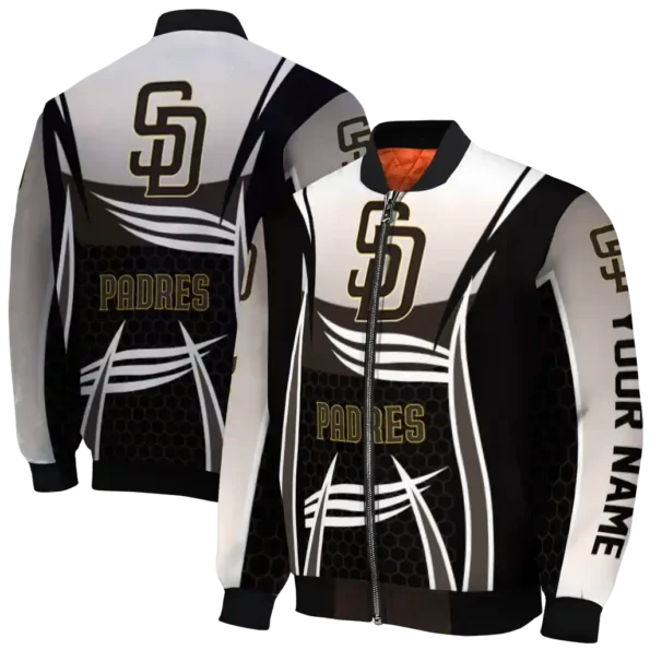 personalized san diego padres mesh effect brown black bomber jacket fashion forward