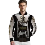 personalized san diego padres mesh effect brown black bomber jacket best selling