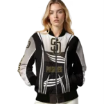 personalized san diego padres mesh effect brown black bomber jacket best selling