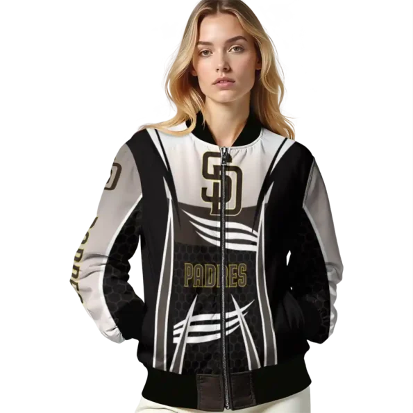 personalized san diego padres mesh effect brown black bomber jacket latest model