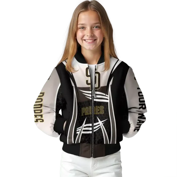 personalized san diego padres mesh effect brown black bomber jacket top rated
