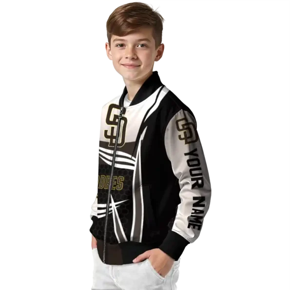 personalized san diego padres mesh effect brown black bomber jacket trendy