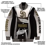 personalized san diego padres mesh effect brown black varsity jacket best selling
