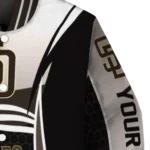 personalized san diego padres mesh effect brown black varsity jacket best selling